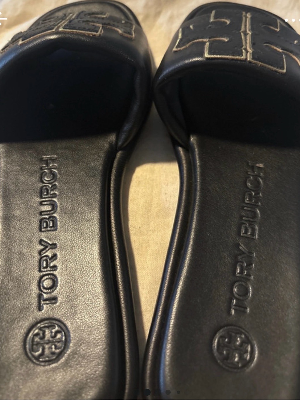 Tory Burch Black Logo Slide Sandals With Embossed Footbed